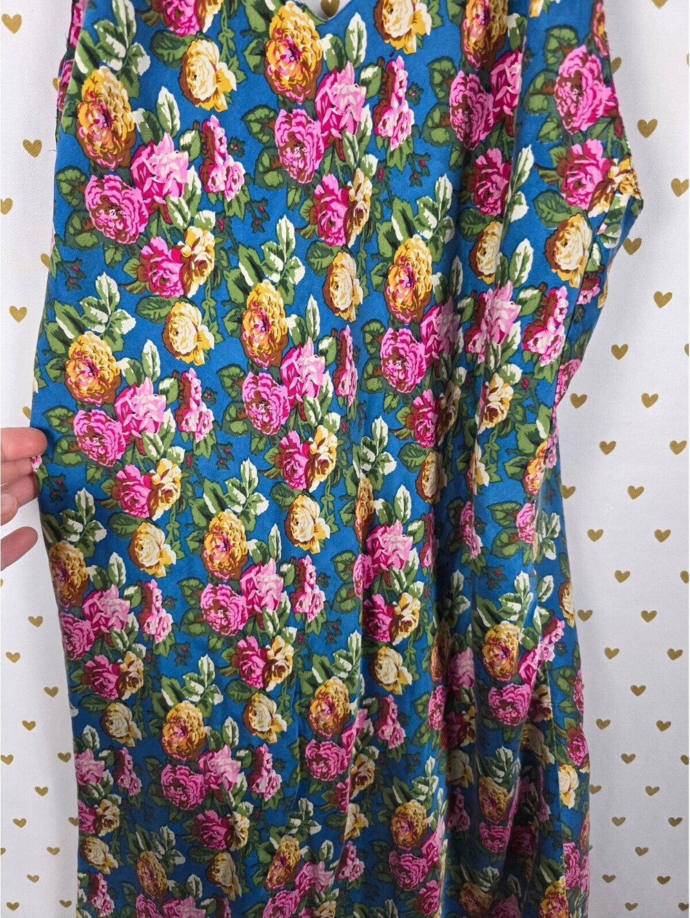 Vintage Victoria's Secret Gold Label 100% Silk Floral Slip Dress L Blue Pink - Picture 2 of 3